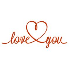 the word love and you written in red ink on a white background with an orange heart