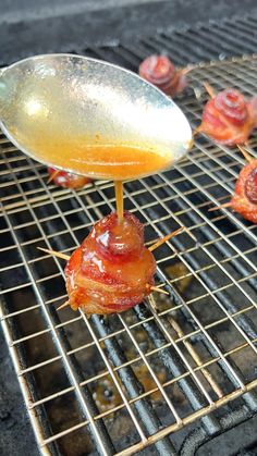 some food is being cooked on a grill