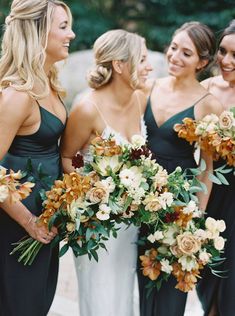 the bridesmaids are holding their bouquets and posing for pictures on instagram