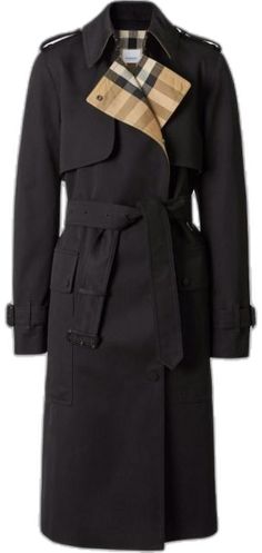 Black Designer Outerwear With Belted Cuffs, Designer Black Outerwear With Belted Cuffs, Black Belted Gabardine Outerwear, Belted Black Gabardine Outerwear, Trench Coat Black, Coat Black, Black Coat, Burberry, Trench Coat