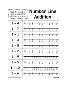 the number line addition worksheet is shown in black and white with numbers on it