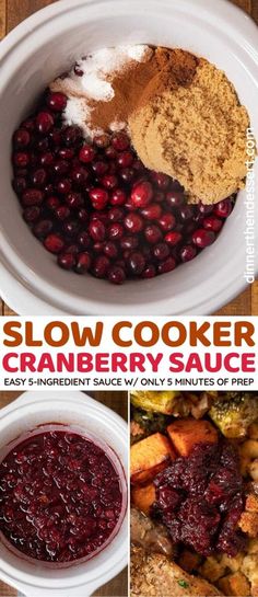 cranberry sauce in a slow cooker with instructions to make the best cranberry sauce