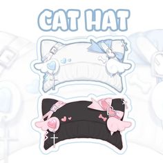 Hat Ideas Drawing, Free Vtuber Asset, Vtuber Accessories, Model Outfit Ideas, Cat Hats, Kawaii Hat, Graphic Design Cards, Clothing Design Sketches