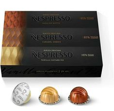 three different types of chocolates in front of a white background with the words espresso on it