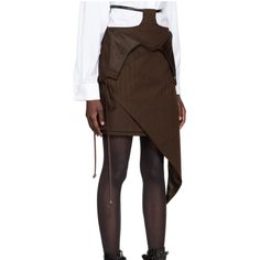 Luar Nwt Brown Asymmetric Mini Skirt With Stripe Details. Size Us 8. Cotton Twill Skirt. Stripes Throughout. Layered Construction Asymmetric Waistband And Hem Panel With Self-Tie Fastening At Front Zip Closure At Outseam Polyester Satin Lining Supplier Color: Brown Body: 100% Cotton. Lining: 100% Polyester. Made In Portugal. Asymmetrical Fitted Brown Skirt, Fitted Asymmetrical Mini Skirt With Belt Loops, Fitted Asymmetrical Brown Mini Skirt, Fitted Brown Asymmetrical Mini Skirt, Brown Fitted Asymmetrical Mini Skirt, Brown Fitted Bottoms With Asymmetrical Hem, Fitted Asymmetrical Brown Skirt, Fitted Brown Asymmetrical Skirt, Brown Fitted Asymmetrical Skirt