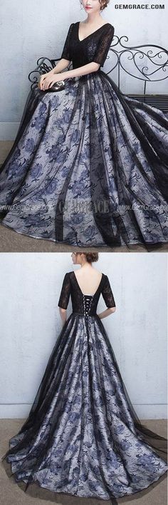 10% off now|Free shipping world-wide. Long Black Unique Floral Prints Aline Vneck Evening Dresses at GemGrace. Click to learn our pro custom-made service for wedding dress, formal dress. View #EveningDresses for more ideas. Black Floral Print Dress For Prom Season, Black V-neck Banquet Dress, Black V-neck Dress For Banquets, Black V-neck Dress For Banquet, For Wedding Dress, Gowns Of Elegance, Dress Formal, Evening Dresses Long, Custom Dresses