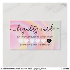 a business card with hearts on it and the words lollycard written in cursive