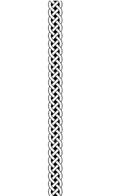 a black and white drawing of a long, narrow chain - like design on a white background