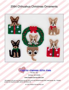 an image of christmas ornaments with dogs and presents on them in the shape of wreaths