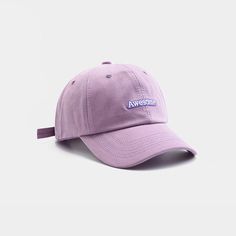 Material: CottonAdjustable size Purple Curved Brim Baseball Cap For Streetwear, Casual Purple Baseball Cap With Curved Bill, Casual Purple Baseball Cap With Curved Brim, Casual Purple Baseball Cap For Streetwear, Trendy Adjustable Purple Baseball Cap, Trendy Purple Adjustable Baseball Cap, Casual Purple Visor Baseball Cap, Casual Purple Hat For Streetwear, Casual Adjustable Purple Hat