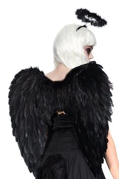 PRICES MAY VARY. 👼 ANGEL WINGS AND HALO HEADBAND: The angel wing and halo are handcrafted with high-quality original black real feather. Superb craftsmanship, pure black feathers, full and light, not falling, beautiful appearance. 👼 GREAT FOR COSTUME AND THEME PARTIES : Black angel wings and halo ideal for girls in Angel Costume and theme parties, angel wings Halloween costume, Christmas pageant, school play, photo posing props or for dress up, attract other people’s eyes. 👼 EASY TO WEAR: Ela Fallen Angel Halloween, Black Angel Costume, Dark Angel Costume, Angel Accessories, Angel Halloween Costumes, Angel Wings Costume, Black Angel Wings, Feather Angel Wings, Angel Feathers