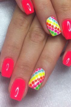 80s Nails 1980s, Pedicure Designs Toenails, Multicolored Nails, Summer Gel Nails, Glamour Nails, Waste Of Time, Dots Nails, Vacation Nails