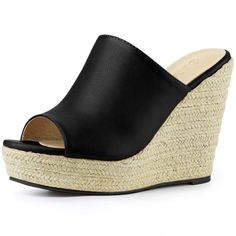 PRICES MAY VARY. Vamp: PU; Outsole: TPR; Heel: PVC Wedge Sandals, Espafrille Wedges, Espadrille Sandals, Open Toe, Slide Platform Heel Espadrille Platform, Padded Insole Occasion: Party, Office, Casual, Halloween days, Christmas Days, Dating, Evening Heel Height: 4 3/8 inches；Platform Height: 1 3/8 inches Womens Espadrilles Wedges, Heeled Espadrilles, Platform Espadrille Sandals, Platform Mules, Slip On Espadrilles, Platform Wedge Heels, Platform Espadrilles, Platform Heels Chunky, Shoes Heels Wedges