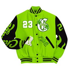 Brand Dunkare Electric Green 6s Varsity Jacket The GOAT Flight Streetwear All Over Print Baseball Varsity Jacket Varsity Sport Coat For Sports Events, Varsity Long Sleeve Sport Coat For Sports Events, Varsity Style Sport Coat For Sports Events, Varsity Sport Coat For Sports Events With Long Sleeves, Green Varsity Outerwear, Sporty Green Varsity Jacket, Green Fitted Varsity Outerwear, Fitted Green Varsity Outerwear, Green Varsity Outerwear For College