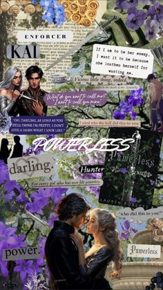 a collage of pictures with words and images on them, including the image of two people