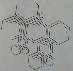 a drawing of several hexagonals arranged on top of each other