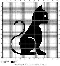 a black and white cross - stitch pattern with a cat on it's back