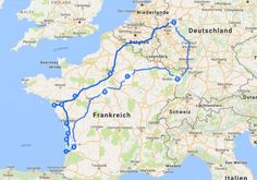 a map showing the route to germany