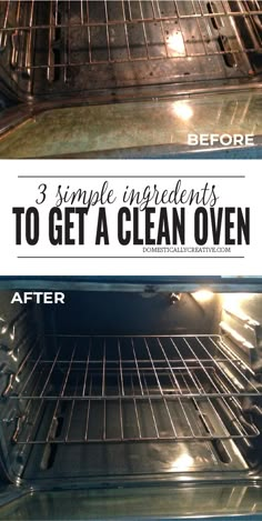 two ovens with the words 3 simple ingredients to get a clean oven