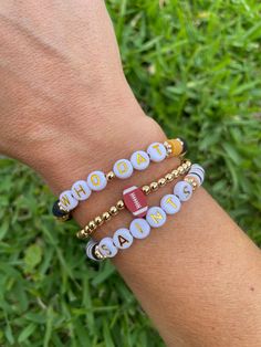 New Orleans Who Dat Saints Football Friendship Bracelets.  All bracelets are made 7 inches unless otherwise specified. Football Bracelet Ideas, Football Friendship, Nfl Saints, Football Bracelet, Saints Football, Who Dat, Fan Cave, Bracelet Ideas, Sports Collectibles