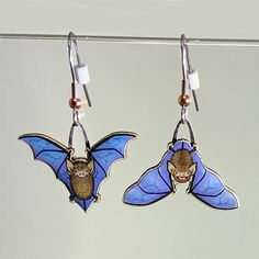 |200001034:361188#Earrings;200000783:173|3256803521593699-Earrings-Blue Little Brown Bat, Crochet Unique, Goth Accessories, Lucky Jewelry, Bat Earrings, Punk Accessories, Cute Bat, Asymmetrical Earrings, Blue Wings