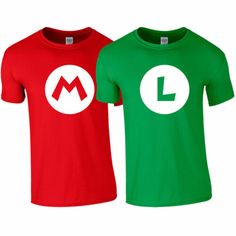 Great Shopping MARIO Red LUIGI Green T- shirt Top Super Brothers Gaming Retro Adults Kids Tops, Mens Shirts Mario Tshirt Design, Family Disneybound, Mario Tshirt, Mario Shirt, Mario Brothers, Green Tshirt, Diy Shirt, Kids Tops, Fashion Tops