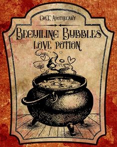 an old book cover with a pot full of soup