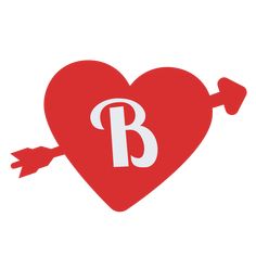 a heart with an arrow and the letter b on it