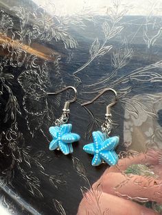 Handmade blue starfish earrings Blue Starfish, Starfish Earrings, Starfish, Jewelry Earrings Dangle, Etsy Earrings, Dangle Drop Earrings, Handmade Items, Jewelry Earrings, Ships