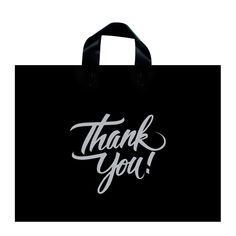 a black bag with the words thank you on it