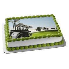 a golf themed cake on a white background