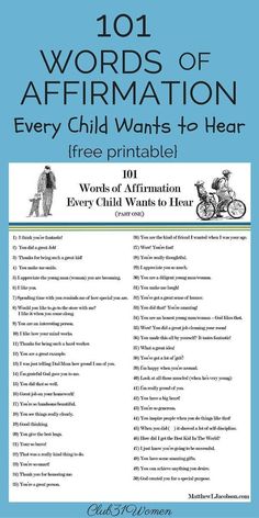 the 1011 words of affirmation every child wants to hear free printable