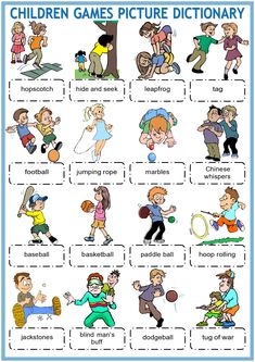 children's picture dictionary with pictures and words to describe the different things they are doing