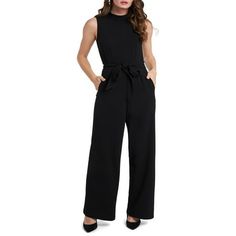 1.STATE's Mock Neck belted Jumpsuit is perfect for the office followed with a night out! Machine Washable. Size: M.  Color: Black.  Gender: female.  Age Group: adult. Formal Black Belted Jumpsuit, Elegant Belted Jumpsuits And Rompers For Office, Sleeveless Belted Jumpsuit For Formal Occasions, Fitted Belted Jumpsuits And Rompers For Work, Sleeveless Belted Formal Jumpsuits And Rompers, Sleeveless Belted Formal Jumpsuit, Formal Belted Sleeveless Jumpsuits And Rompers, Fitted Belted Jumpsuits For Office, Fitted Belted Jumpsuits And Rompers For Office