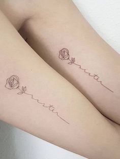 two tattoos that say love and roses on their legs, one is in the shape of a heart