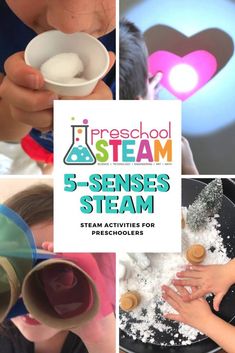 there is a collage of photos with the words 5 - sense steam