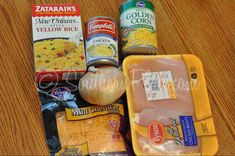 an assortment of food items on a wooden table with the words, what's in them?