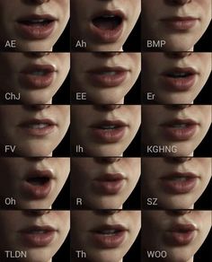 many different images of lips with the letters on them