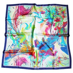 Women's silk scarf with digitally printed exclusive artwork by famous artist Archan Nair on the front side. Each piece is delivered with a limited edition certificate. Collectible and fashionable masterpiece. Wrapped and packed in a high quality envelope ready for gifting. - 35x35 inches size. -100% mulberry silk. - Hand rolled hemming. - Dry clean only. Beach Art Posters, Sailor Illustration, Banana Leaf Art, Luxury Silk Scarves, Gold Art Print, Animal Nursery Decor, World Map Wall Art, Antique Glassware, Feather Art