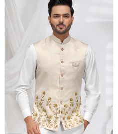 This is a Classic Jacket by Groom wear studio crafted from high quality fabric and imported materials. Our products are handcrafted by experienced tailors who make sure the that the stitching is precise, lining is proper and the overall product is sturdy enough to not go out of shape for more than a few years. Also all our products have extra margins in their length, sleeves, sides so it's easily alterable if your size changes after some time. To see more available colours and designs in this co Luxury Nehru Jacket For Groom, Luxury Nehru Jacket For Grooms, Luxury White Nehru Jacket For Groom, Luxury Off White Nehru Jacket, Luxury White Nehru Jacket For Work, Luxury Off-white Nehru Jacket For Men, India Fashion Men, Nehru Jacket For Men, Kids Shirts Design