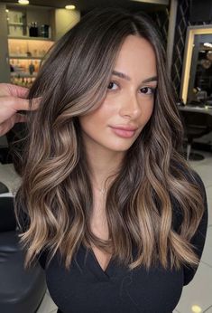 Dark Brunette Hair, Peekaboo Hair, Hair Inspiration Long, Brown Hair With Blonde Highlights, Long Layered Haircuts, Hair Makeover, Ombre Hair Color, Long Layered Hair