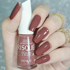 Cio Milão - Risqué Nails Delicadas, Acrylic Nails Natural, Sns Nails Colors, Nail Paint Shades, Pink Nail, Manicure Y Pedicure, Heart Nails, Nail Polish Colors