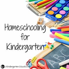 a pile of school supplies sitting on top of a white background with the words,'kindergartn homeschool curioum '