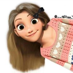 a cartoon girl with long hair and big eyes