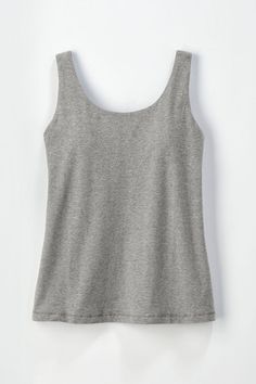 An essential layering piece, in soft knit jersey with a touch of stretch. Shaped, gathered shelf bra has strong yet comfortable underbust elastic. Longer length provides full coverage. Tagless scoopneck, straight hem. | Women's Shelf Bra Tank - Black - Small Gray Top With Built-in Bra And Medium Support, Comfortable Stretch Gray Tops, Comfortable Gray Stretch Top, Comfortable Seamless Top For Everyday, Stretch Tops With Built-in Bra For Everyday, Everyday Stretch Tops With Built-in Bra, Cotton Tops With Built-in Bra And Medium Support, Comfortable Stretch Tops Bra Friendly, Comfortable Everyday Bra-friendly Tops