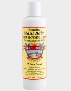 Maui Babe After Sun Lotion. This product is a perfect year-round lotion. While an after sun tan enhancer and healer by sealing in your tan and preventing your tan from fading, it also moisturizes your skin with our natural ingredients including Macadamia Nut Oil and of course Aloe. This product is terrific around the house year round for moisturizing your skin, not just in the instance of being in the sun. Highly recommended in dry conditions. Tan enhancer and healer. Net wt. 8 fl oz/236 ml. Mad Sun Tanning Tips, Browning Lotion, Maui Babe Browning Lotion, Natural Tanning Oil, After Sun Lotion, Maui Babe, Best Tanning Lotion, Tanning Tips, Soft Smooth Skin