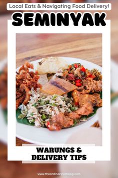 a white plate filled with food on top of a wooden table