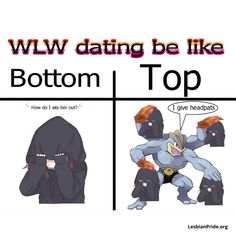 an image of a cartoon character with the caption'wlw dating be like bottom