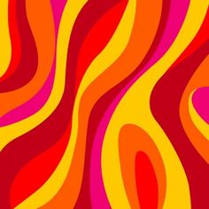 an orange and pink background with wavy lines