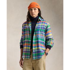 This shirt combines a rugged silhouette with lightweight cotton twill and a bold plaid pattern. Sweatpants And Sweater, Button Outfit, Polo Bear, Chino Jeans, Team Usa, Rugby Shirt, Chinos Pants, Vest Dress, Sport Coat